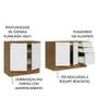Imagem de Kit com 2 Balcões de Cozinha Madesa Lux 4 Portas 3 Gavetas (Sem Tampo e Pia) - Rustic/Branco Veludo