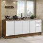 Imagem de Kit com 2 Balcões de Cozinha Madesa Lux 4 Portas 3 Gavetas (Sem Tampo e Pia) - Rustic/Branco Veludo