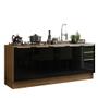 Imagem de Kit com 2 Balcões de Cozinha Madesa Lux 4 Portas 3 Gavetas (Sem Tampo e Pia) - Rustic/Preto