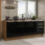 Imagem de Kit com 2 Balcões de Cozinha Madesa Lux 4 Portas 3 Gavetas (Sem Tampo e Pia) - Rustic/Preto
