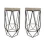 Imagem de Kit Com 2 Banquetas Hexagonal Aramado Preto Suede Bege