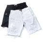 Imagem de Kit com 2 bermudas shorts jeans masculina slim rasgado preto/branco modelo ( destroyed )