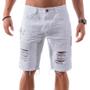 Imagem de Kit com 2 bermudas shorts jeans masculina slim rasgado preto/branco modelo ( destroyed )