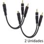 Imagem de Kit com 2 Cabos Emborrachados Y RCA NWT 1 Fêmea 2 Machos 3,6mm Som Automotivo Módulo