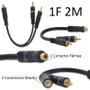 Imagem de Kit com 2 Cabos Emborrachados Y RCA NWT 1 Fêmea 2 Machos 3,6mm Som Automotivo Módulo
