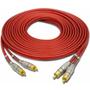 Imagem de Kit com 2 Cabos RCA 5 Metros Dupla Blindagem Cobre Vermelho 