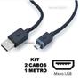 Imagem de Kit com 2 Cabos USB Tipo V8  Carregamento e Transferência de Dados Rápido
