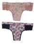 Imagem de Kit com 2 calcinhas,tanga Carine,microfibra com renda,estampada