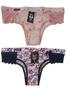 Imagem de Kit com 2 calcinhas,tanga Carine,microfibra com renda,estampada