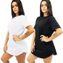 Imagem de Kit com 2 Camiseta Longline Feminina Camisa Oversized Blusa Longa Básica TropiCaos