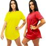 Imagem de Kit com 2 Camiseta Longline Feminina Camisa Oversized Blusa Longa Básica TropiCaos