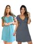 Imagem de Kit com 2 Camisolas Confortáveis em Viscose com Detalhes em Renda Estilo Camiseta Amamentação Maternidade Noite Dormir