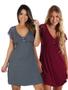 Imagem de Kit com 2 Camisolas Confortáveis em Viscose com Detalhes em Renda Estilo Camiseta Amamentação Maternidade Noite Dormir