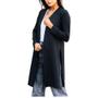 Imagem de Kit com 2 Cardigans básico tecido canelado casaco longo feminina