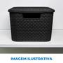 Imagem de Kit com 2 Cestos Organizadores Rattan Com Tampa 15 Litros Preto