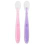 Imagem de Kit com 2 Colheres Infantil em Silicone Rosa e Roxo Buba