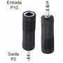 Imagem de Kit com 2 Conectores Plug de Aúdio e Microfone P2 Macho para P10 Fêmea It Blue