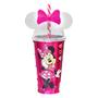 Imagem de Kit Com 2 Copos Da Minnie Rosa Com Orelhas E Canudo 500ml