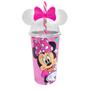 Imagem de Kit Com 2 Copos Da Minnie Rosa Com Orelhas E Canudo 500ml