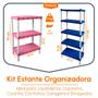 Imagem de Kit Com 2 Estantes Modular Organizador Colorida 5 + 3 Andares Multiuso Quarto Sapateira Ferramenta