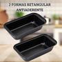 Imagem de Kit Com 2 Formas Assadeiras Retangular Para Pães E Bolos Antiaderente De Aço Resistente 123Util