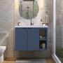 Imagem de Kit com 2 Gabinetes para Banheiro com Cuba em Mármore Sintético 80cm Aster Azul