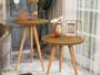 Imagem de Kit com 2 Mesa Apoio e Lateral de Sofá Retrô Classic Decoração - Freijó