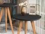Imagem de Kit com 2 Mesas Apoio e Lateral de Sofá Retrô Classic Decoração - Preto