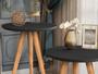 Imagem de Kit com 2 Mesas Apoio e Lateral de Sofá Retrô Classic Decoração - Preto