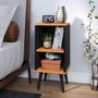 Imagem de Kit Com 2 Mesas De Cabeceira Estilo Retrô Pés Palito Em PVC Com 2 Nichos - Estilo - Cores Diversas - Lojas GB