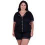 Imagem de Kit Com 2 Pijamas Americano Plus Size Com Botões Amamentação - c11 KIT 2 PLUS BRENDA PRETO E MARINHO