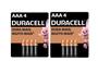 Imagem de Kit com 2 Pilhas Alcalina Duracell Palito AAA com 4 unidades