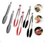 Imagem de Kit Com 2 Pinças Pegadores Culinário de Silicone Inox Multiuso Para Fritura Churrasco Carne Salada Gelo Aço Inox