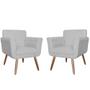 Imagem de Kit Com 2 Poltronas Cadeiras Isabella Estofadas Corano Branco - INCASA DECOR