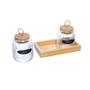 Imagem de Kit Com 2 Potes De Vidro 260Ml E Suporte Em Madeira