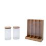 Imagem de Kit com 2 potes de vidro com tampa de bambu 1,4l e porta cápsulas de bambu - Oikos