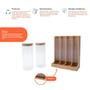 Imagem de Kit Com 2 Potes De Vidro Com Tampa De Bambu 800Ml E Porta Cá