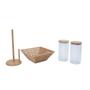 Imagem de Kit Com 2 Potes De Vidro Com Tampa De Bambu, Fruteira Vada