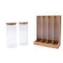 Imagem de Kit Com 2 Potes De Vidro Tampa De Bambu 1,6L E Porta Cápsu