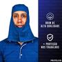 Imagem de Kit com 2 Touca Arabe em Brim Com Fechamento em Fixador de Contato Proteção Sol Soldador Azul Com Capuz Nuca - Brascamp - Proteloja