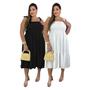 Imagem de Kit com 2 Vestidos Plus Size Midi Alça Larga Lastex Soltinho Verão