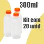 Imagem de Kit com 20 unidades GARRAFAS DESCARTÁVEIS 300ML  COM LACRE, FORMATO QUADRADO