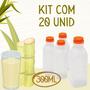 Imagem de Kit com 20 unidades GARRAFAS DESCARTÁVEIS 300ML  COM LACRE, FORMATO QUADRADO