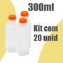 Imagem de Kit com 20 unidades GARRAFAS DESCARTÁVEIS 300ML  COM LACRE, FORMATO QUADRADO