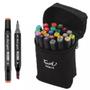 Imagem de Kit com 24 Canetas Ponta Dupla para Colorir   Embalagem Preta Touch   BUENDIA   ECA7748