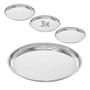 Imagem de Kit Com 3 Bandejas Garçom Redonda De Inox 40cm Garçom