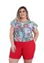 Imagem de Kit com 3 Blusas Feminina Plus Size Manga Curta Moda Evangélica De Crepe Confortável