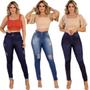 Imagem de  Kit Com 3 Calças Feminina Jeans Modelo Skinny Estilo Casual Tendência
