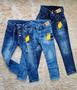 Imagem de Kit com 3 calças jeans infantil menina com lycra Tam 4 a 16 anos.