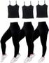 Imagem de Kit Com 3 Calças legging + 3 Regatas Alcinhas Preta